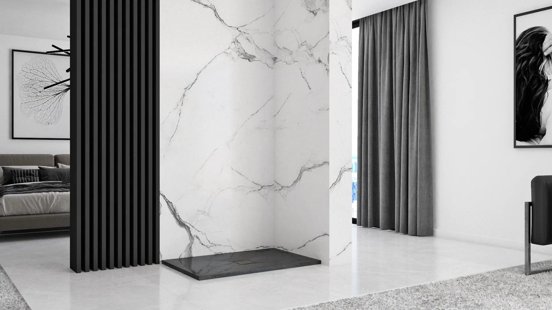 Cădiță de duș Rea Stone, imitatie piatra, 80x100 cm