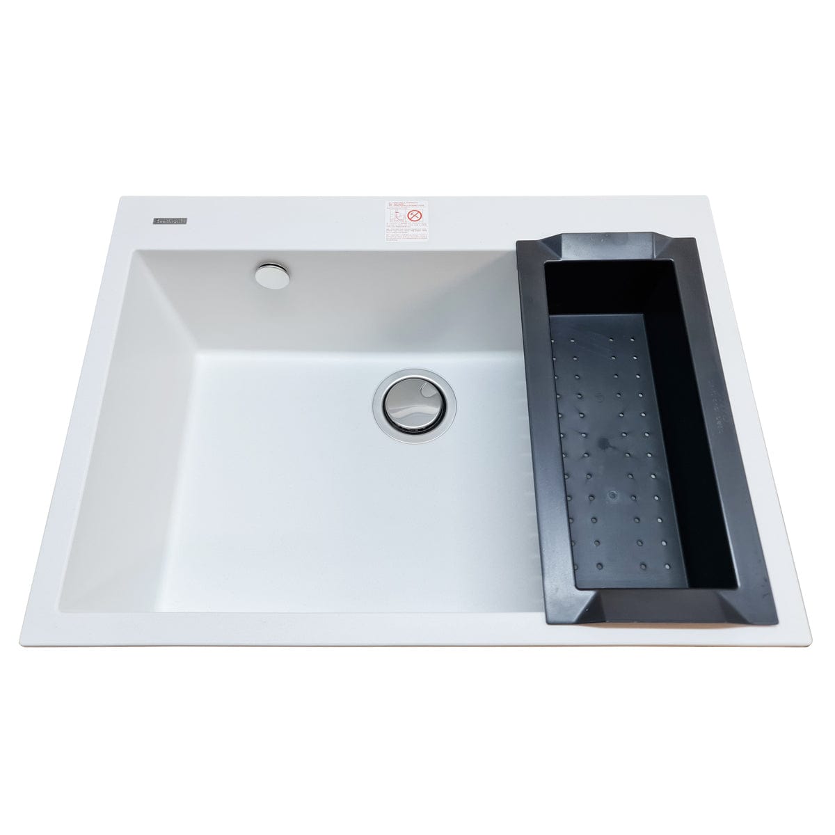 Chiuveta bucatarie granit Alba / Polar White + accesorii montaj, 690x505x225 mm, cod 6058