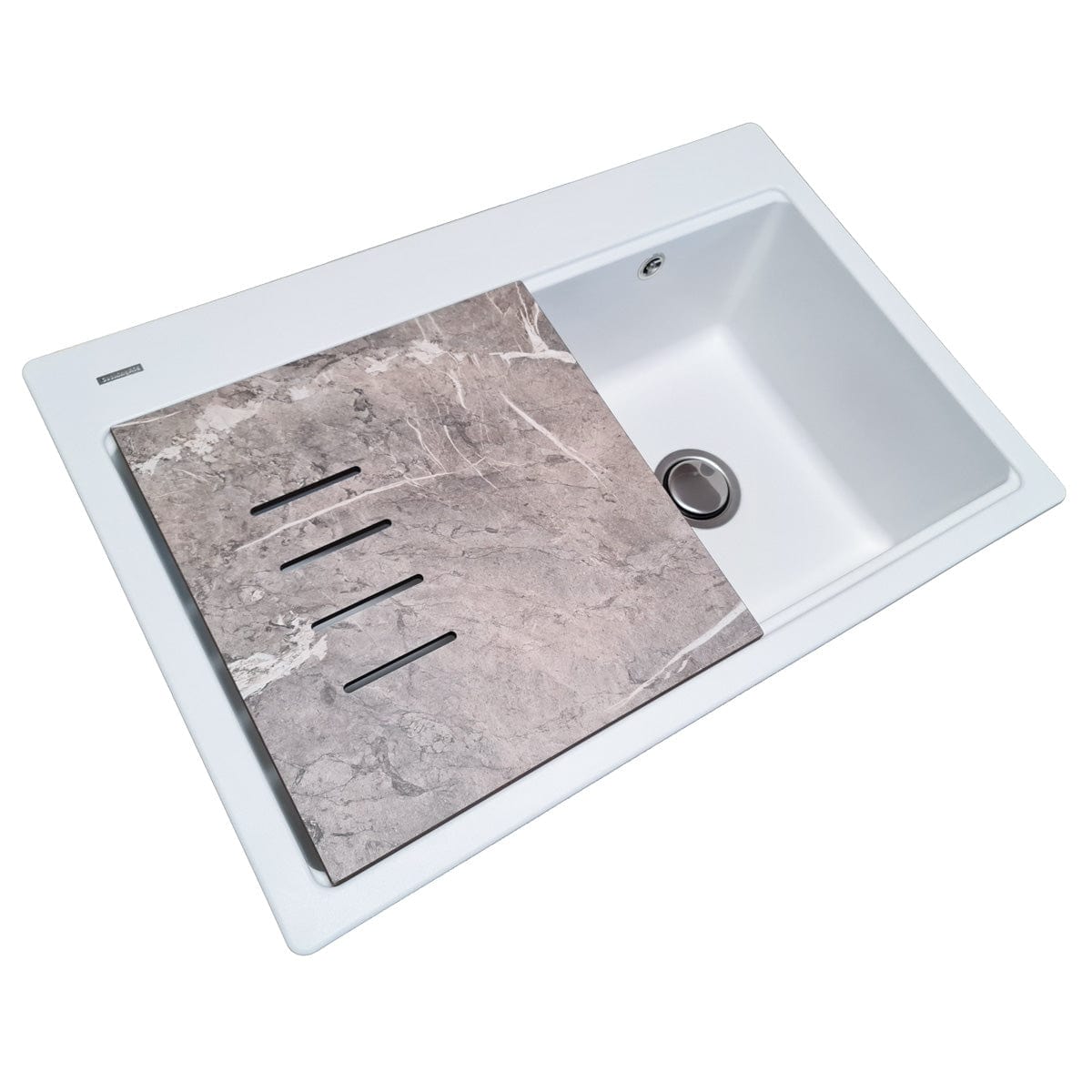 Chiuveta bucatarie granit CookingAid Cube ON3322 Workstation Alba + accesorii montaj, 838x559x244 mm