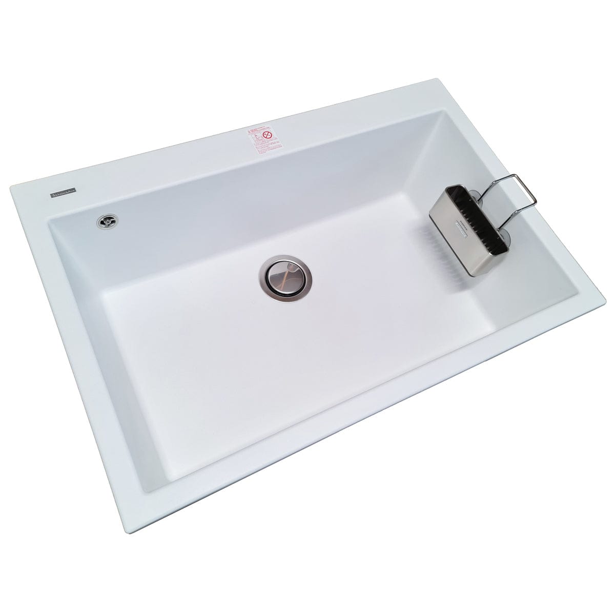 Chiuveta bucatarie granit CookingAid Cube ON8410 Alba / Polar White + accesorii montaj, 838x559x250 mm