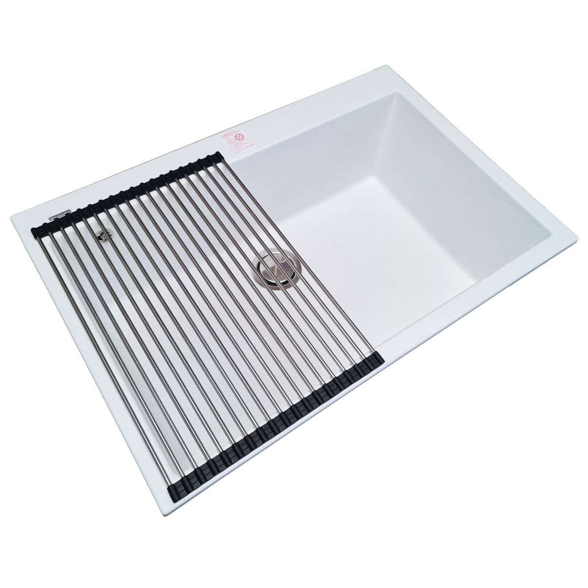 Chiuveta bucatarie granit CookingAid Cube ON8410 Alba / Polar White + accesorii montaj, 838x559x250 mm