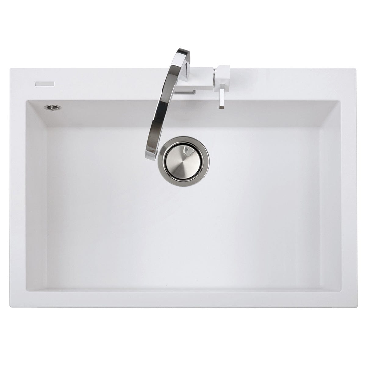 Chiuveta bucatarie granit Polar White + accesorii montaj, 760x500x200 mm, cod 6012