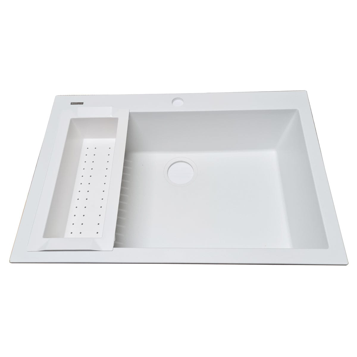 Chiuveta bucatarie granit Polar White + accesorii montaj, 760x500x200 mm, cod 6012