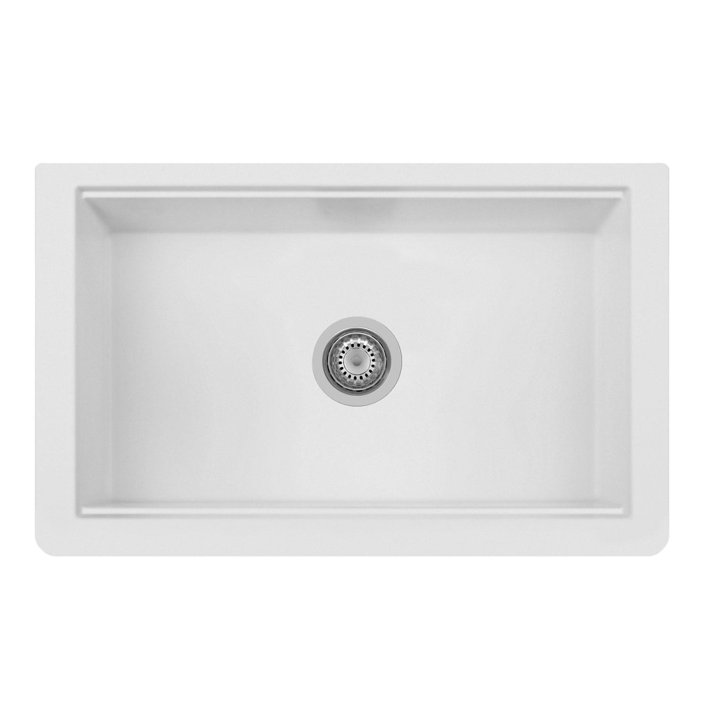 Chiuveta bucatarie granit reversibila Polar White + accesorii montaj, 838x520x240 mm, cod 6011