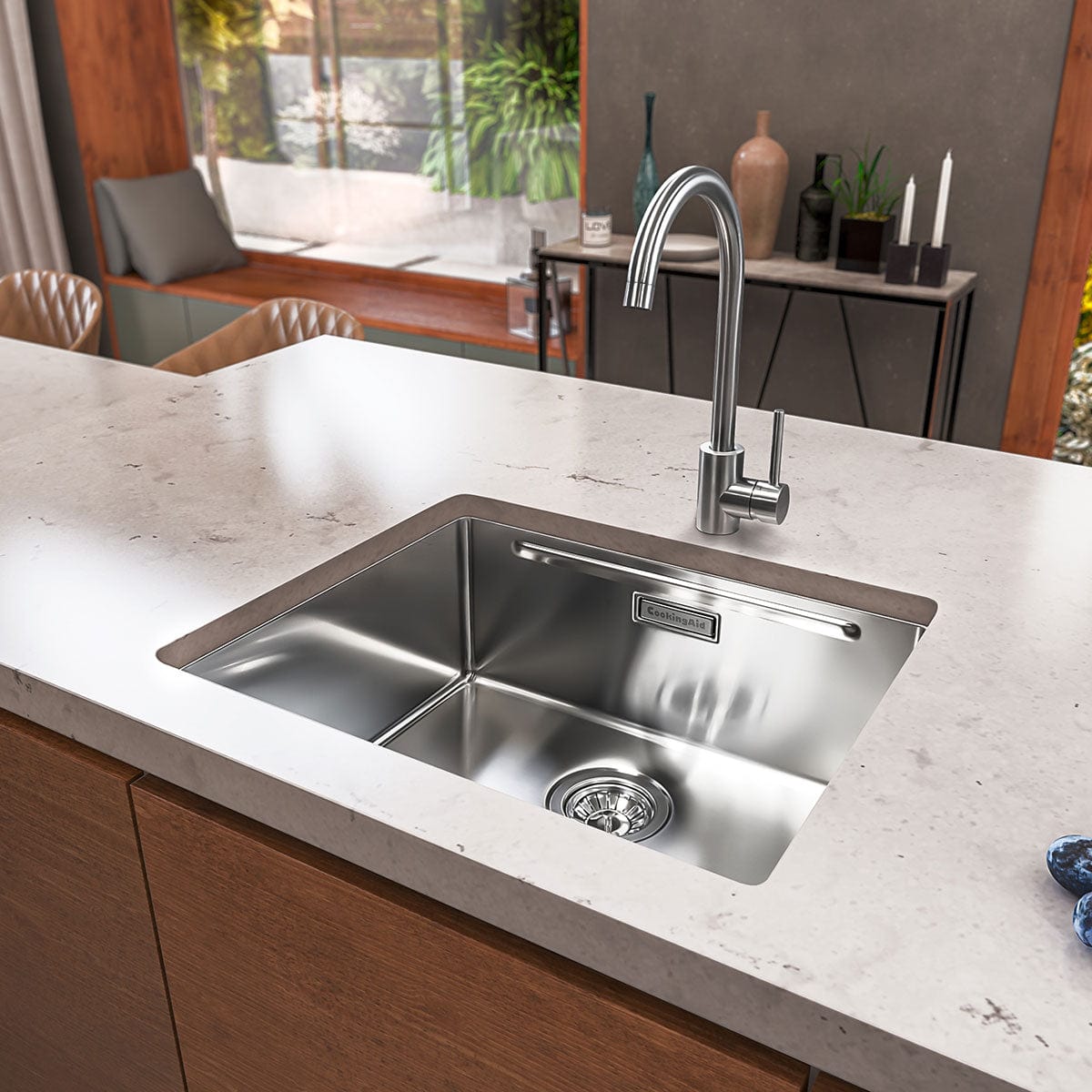 Chiuveta bucatarie inox + Bonus: tocator Versus din ABS reversibil in scurgator vase + accesorii montaj, 550x450x200 mm, cod 6014
