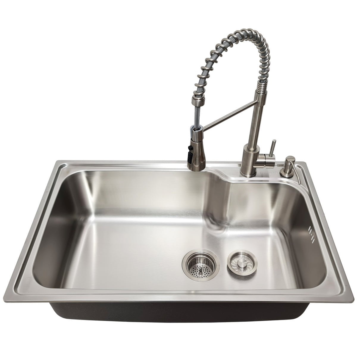 Chiuveta bucatarie inox CookingAid ATHENA XL cu dozator detergent, scurgator, gratar rulabil inox + accesorii montaj, 750x450x215mm