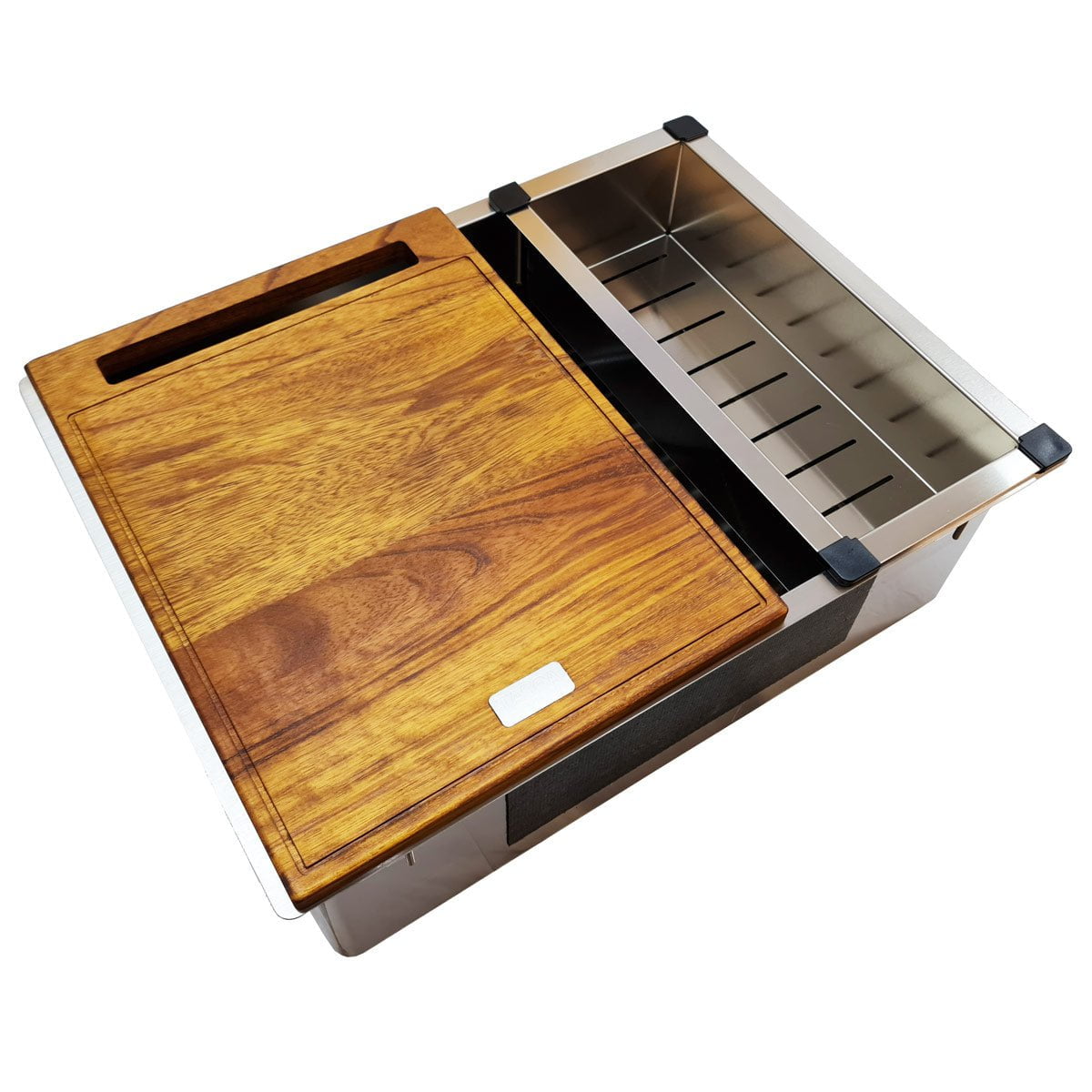 Chiuveta bucatarie inox CookingAid TASCA CANOVA CA55 cu montaj pe blat, sub blat sau la nivelul blatului+ accesorii montaj, 590x440x200mm