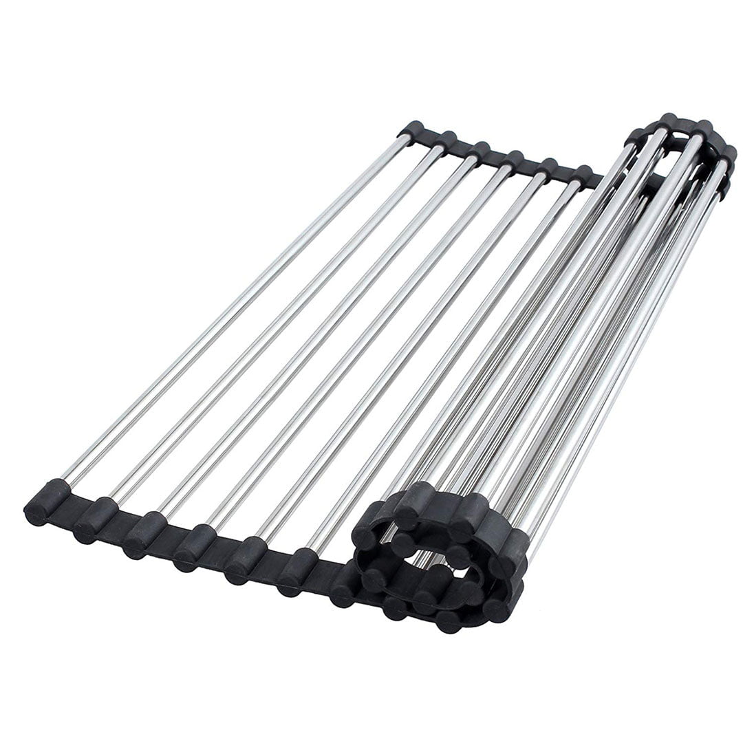 Chiuveta bucatarie inox cu dozator detergent, tavita scurgere inox, gratar rulabil inox, tocator lemn + accesorii montaj, cod: 6009