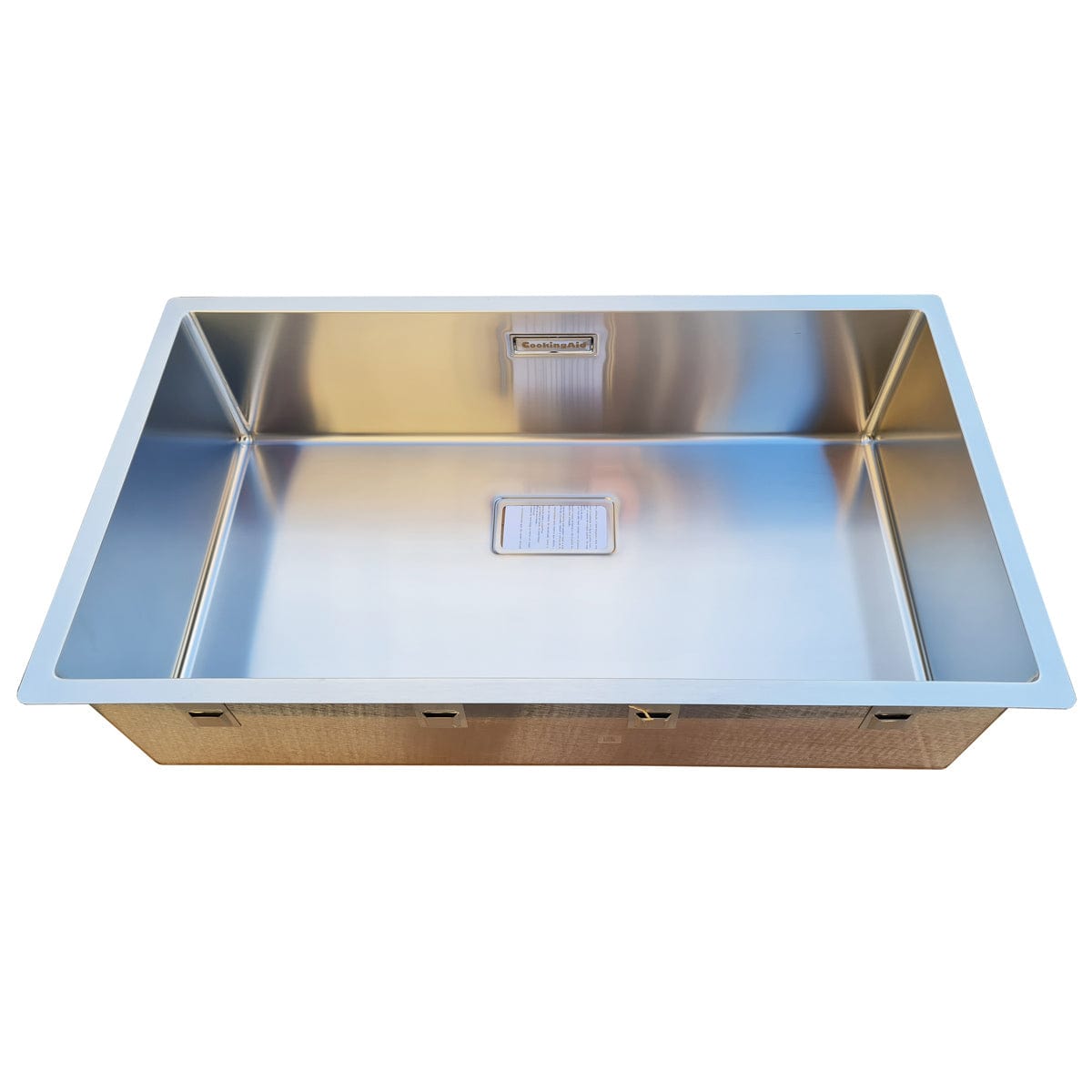 Chiuveta bucatarie inox cu montaj pe/sub blat cu ventil scurgere dreptunghiular si accesorii montaj, 790x450x200 mm, cod: 6008
