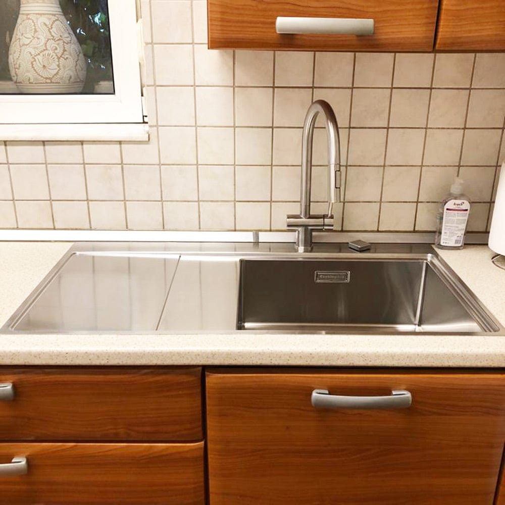 Chiuveta bucatarie inox cu ventil scurgere dreptunghiular automat si accesorii montaj, 1000x520x200 mm, cod 6070