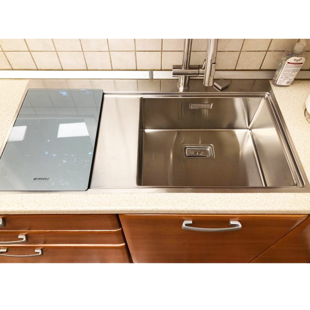 Chiuveta bucatarie inox cu ventil scurgere dreptunghiular automat si accesorii montaj, 1000x520x200 mm, cod 6070
