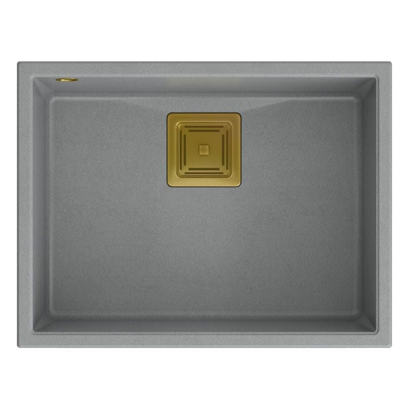 Chiuvetă din granit David 50 Quadron, gri metalic, ventil auriu