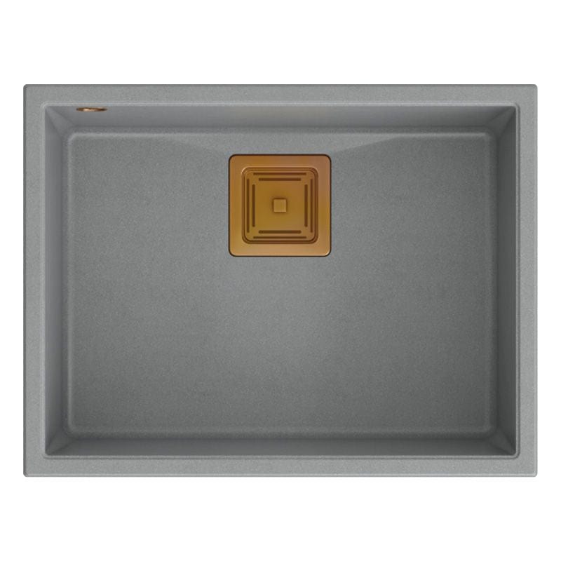Chiuvetă din granit David 50 Quadron, gri metalic, ventil rose