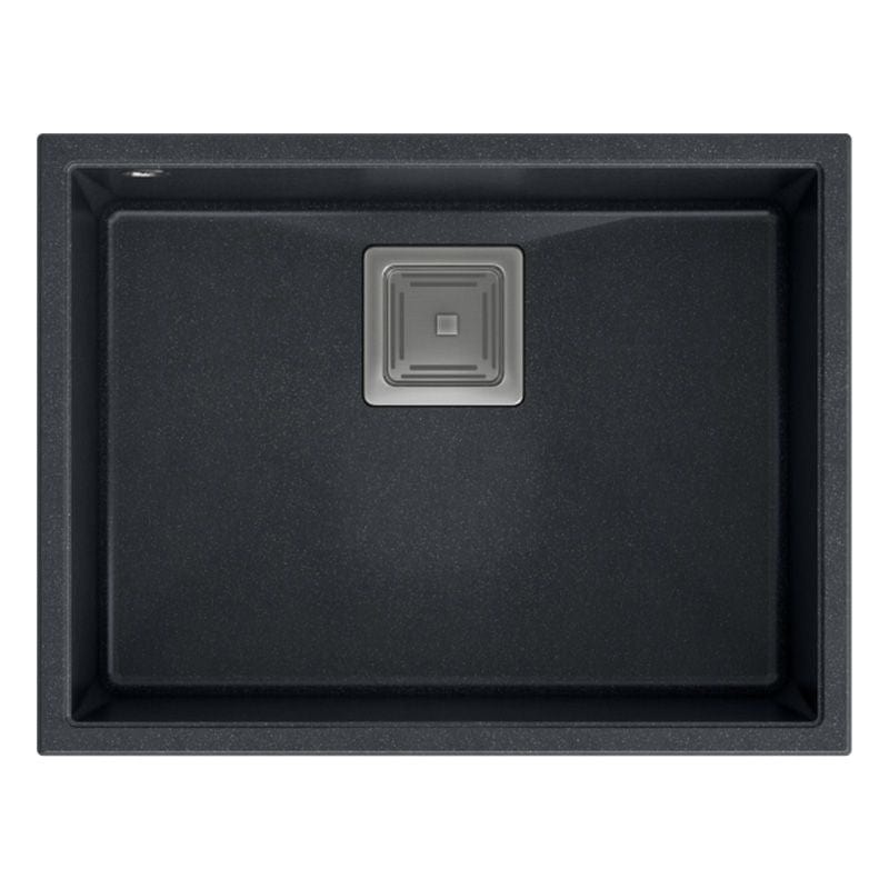 Chiuvetă din granit David 50 Quadron, negru metalic, ventil argintiu