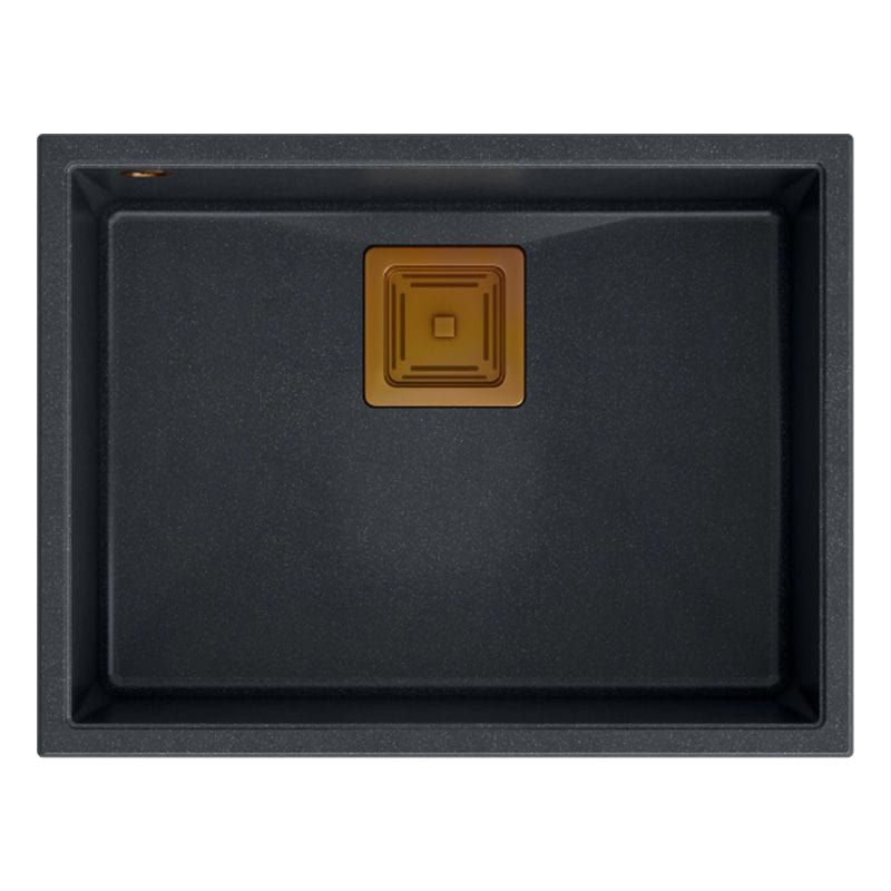 Chiuvetă din granit David 50 Quadron, negru metalic, ventil rose