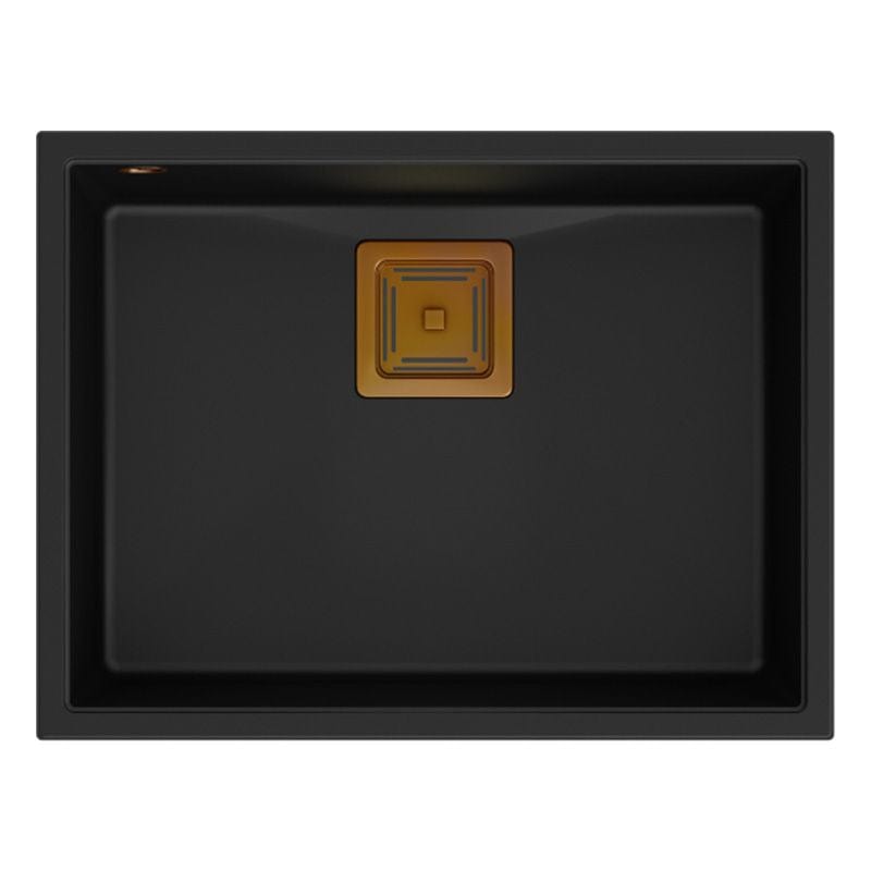 Chiuvetă din granit David 50 Quadron, negru, ventil rose