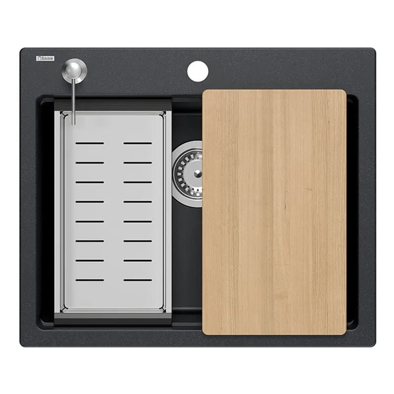 Chiuvetă din granit Kurt 110 Quadron, workstation, negru pestrit