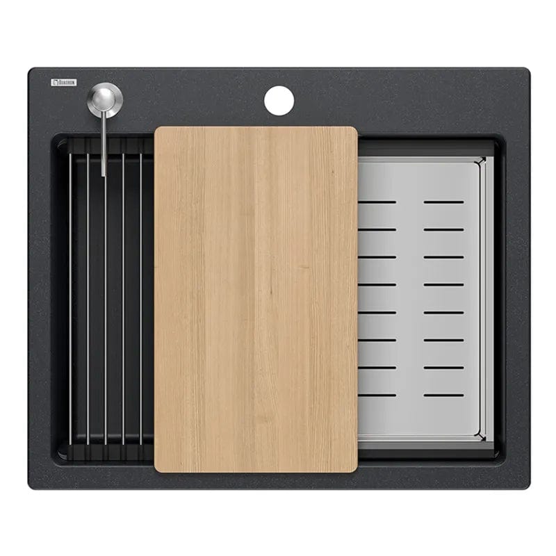 Chiuvetă din granit Kurt 110 Quadron, workstation, negru pestrit