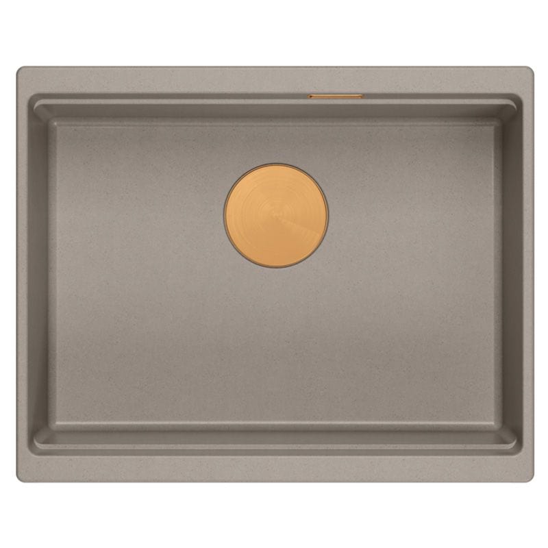 Chiuvetă din granit Logan 100 Quadron, bej, ventil auriu