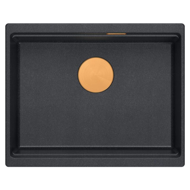 Chiuvetă din granit Logan 100 Quadron, negru metalic, ventil rose