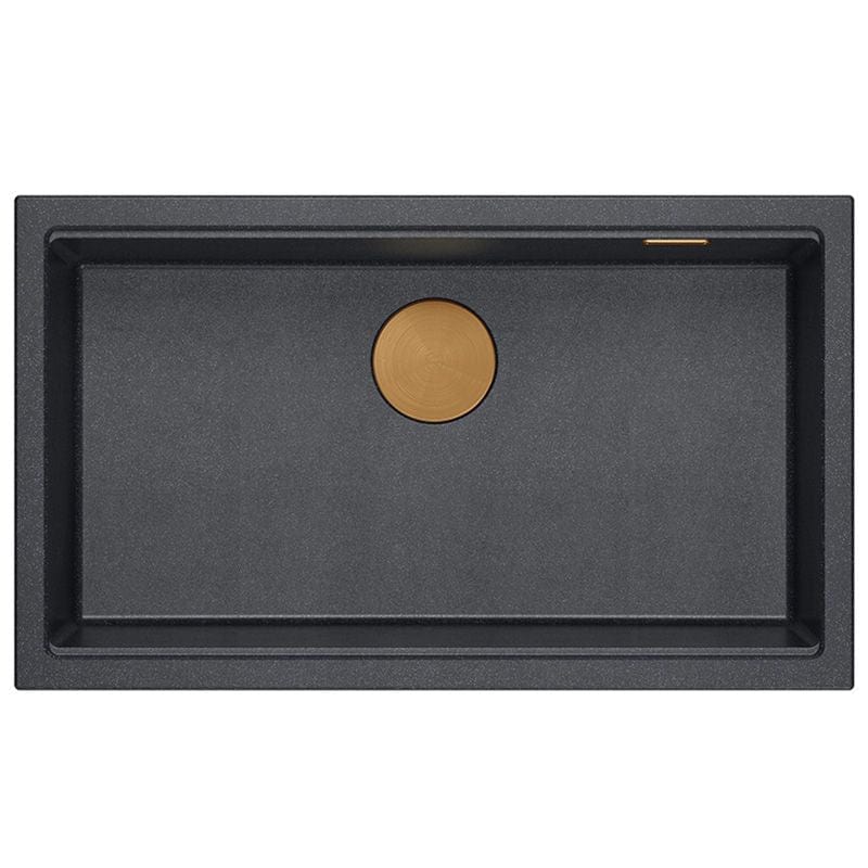 Chiuvetă din granit Logan 110 Quadron, negru metalic, ventil rose