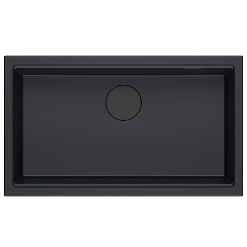 Chiuvetă din granit Logan 110 Quadron, negru, ventil negru