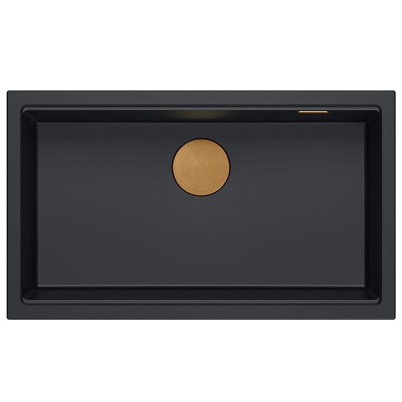 Chiuvetă din granit Logan 110 Quadron, negru, ventil rose
