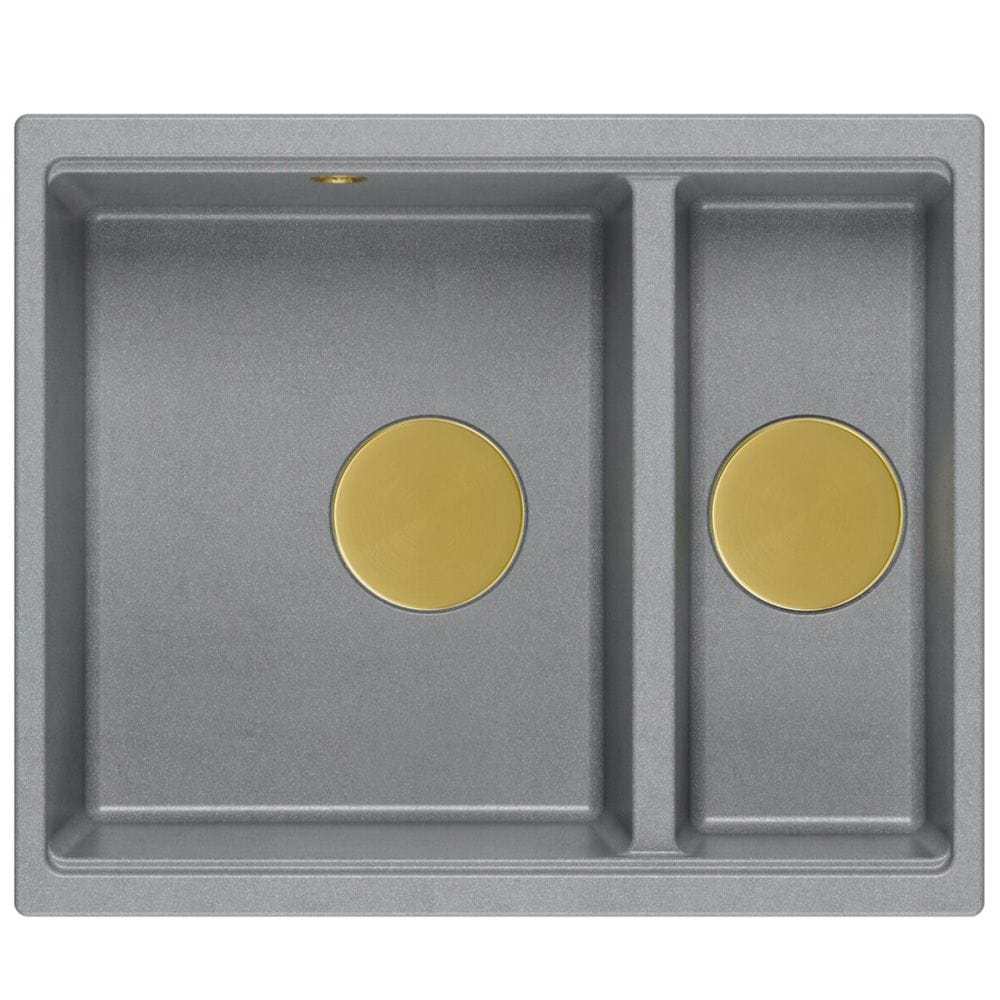 Chiuvetă din granit Logan 150 Quadron, gri metalic, ventil auriu