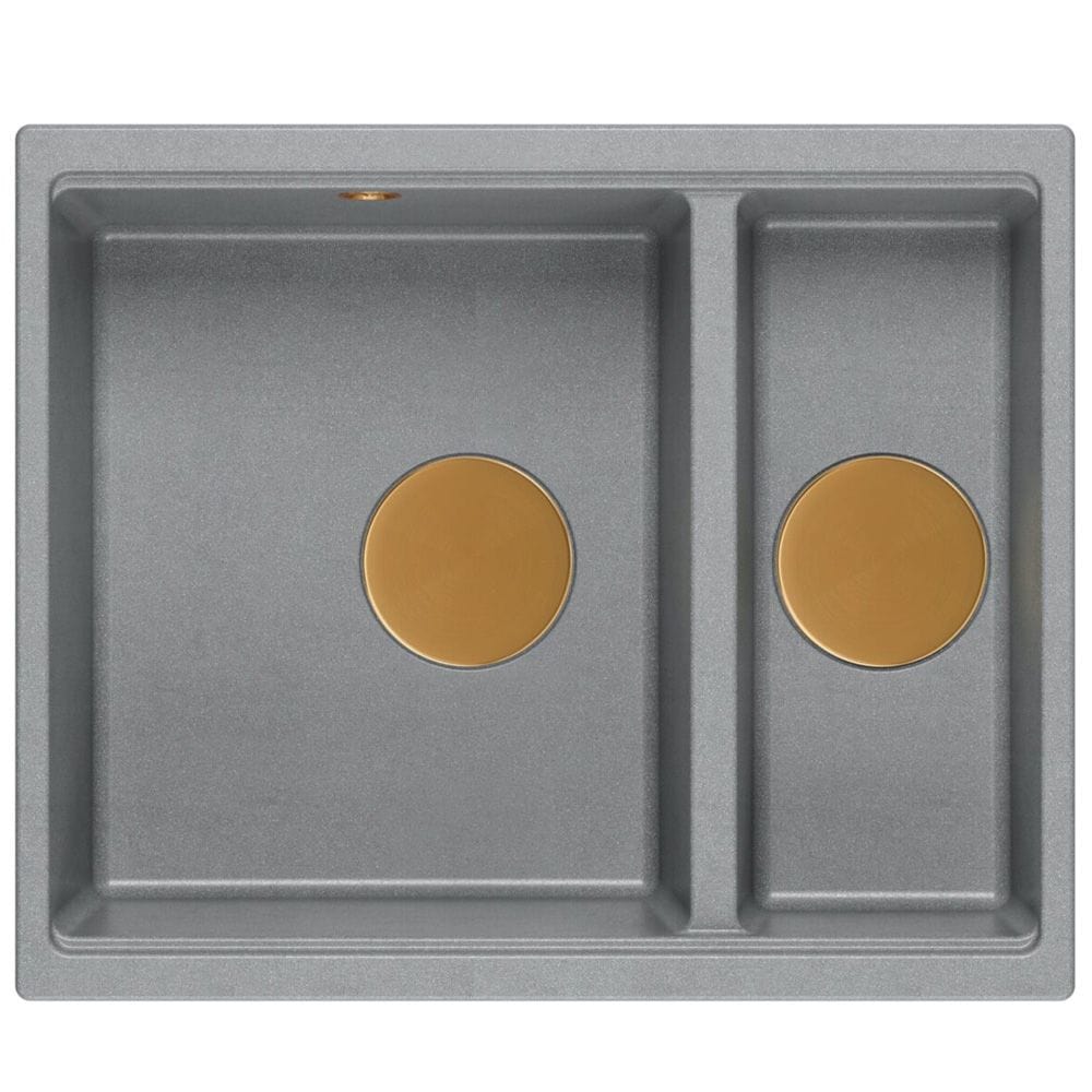 Chiuvetă din granit Logan 150 Quadron, gri metalic, ventil rose