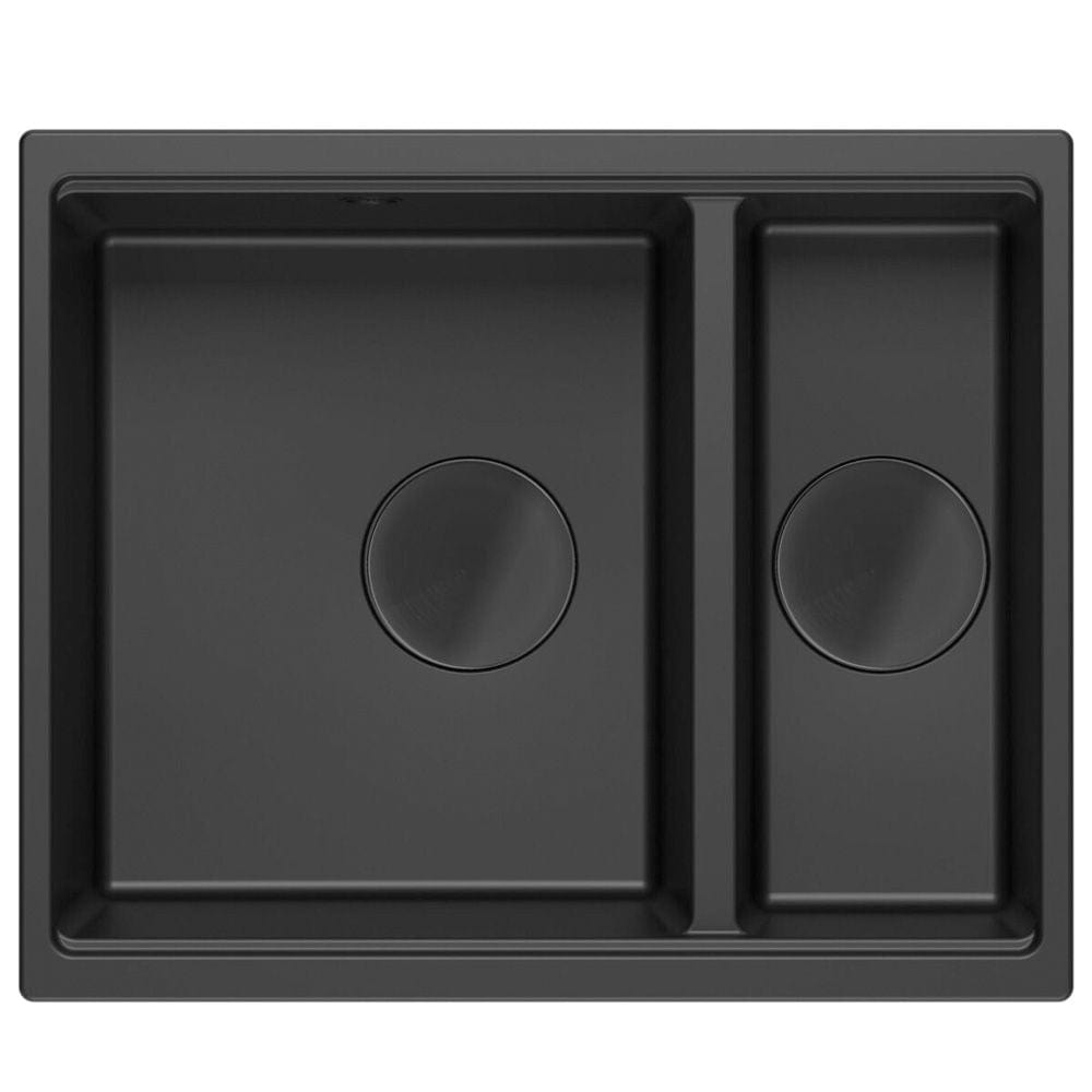 Chiuvetă din granit Logan 150 Quadron, negru, ventil negru