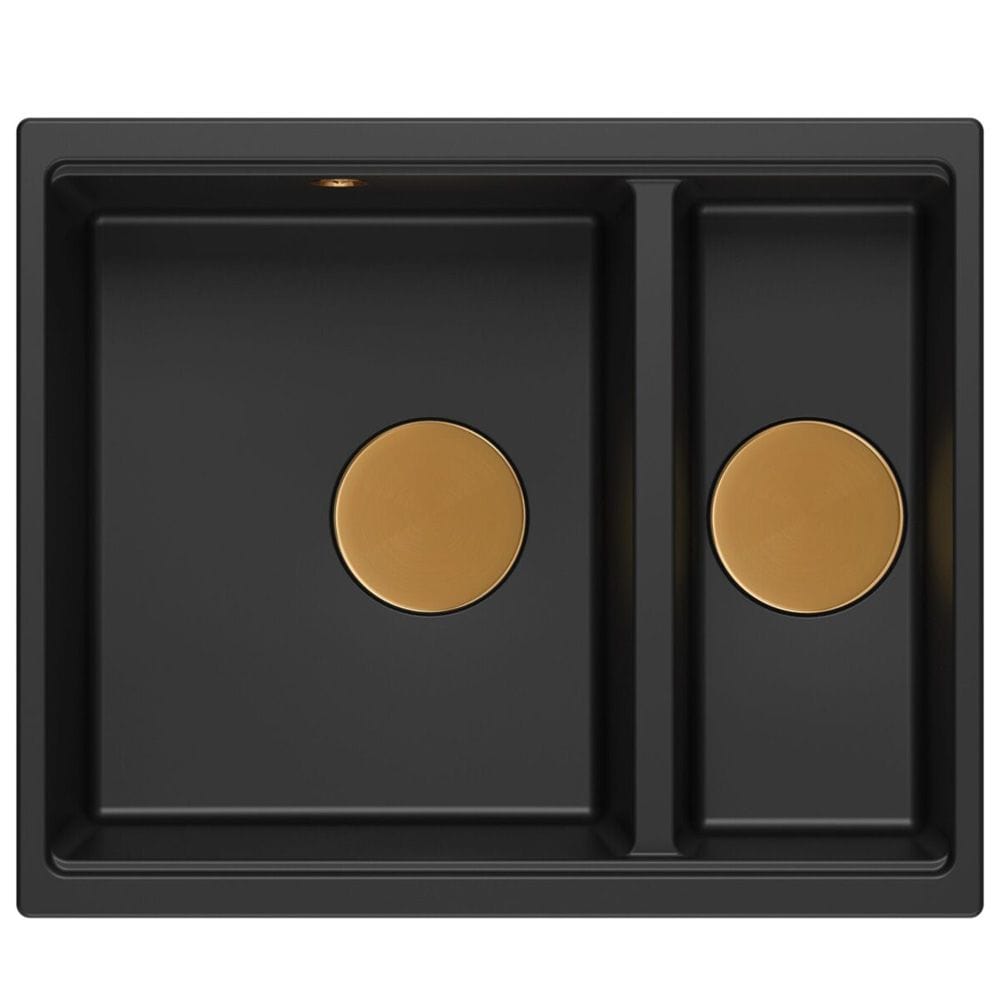 Chiuvetă din granit Logan 150 Quadron, negru, ventil rose