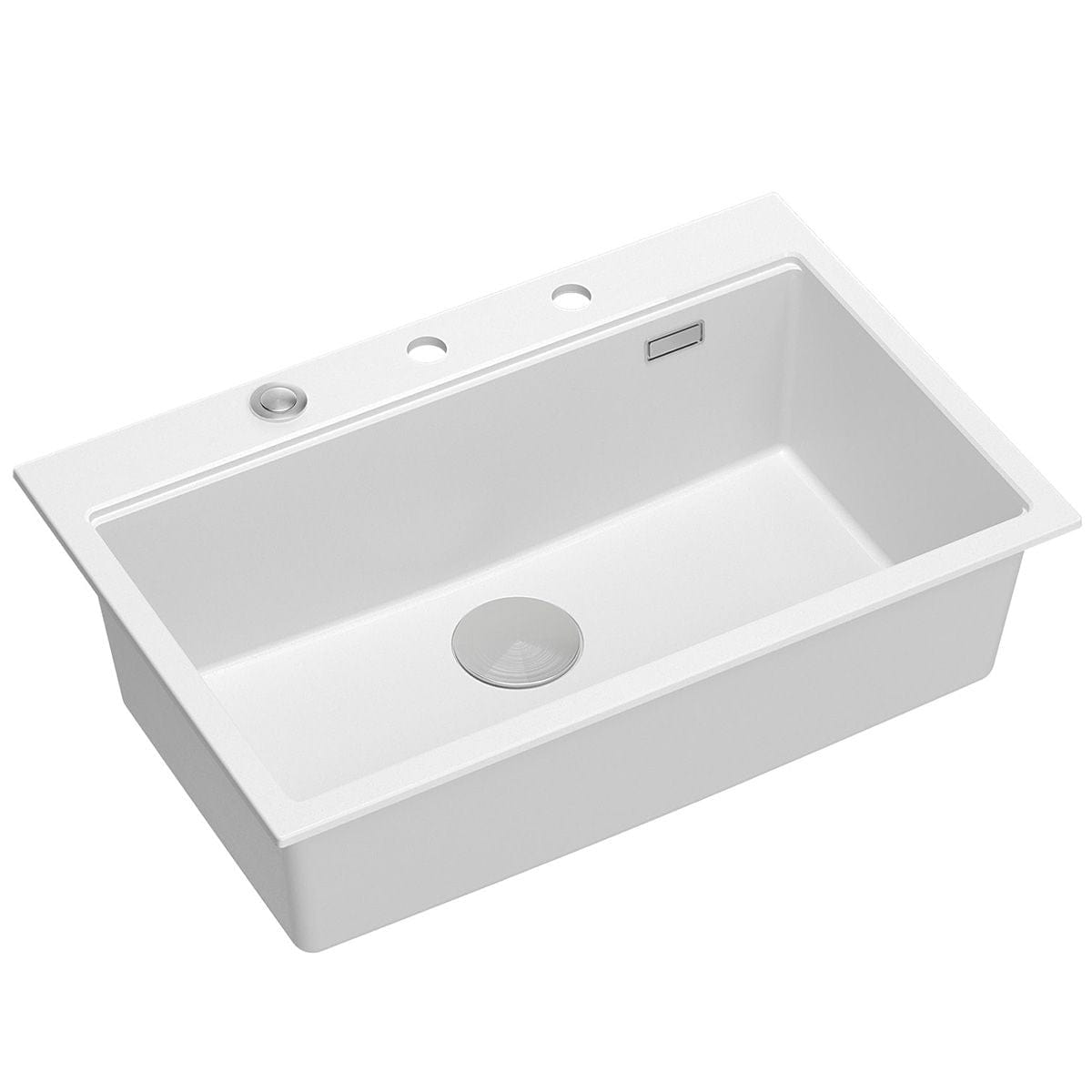 Chiuvetă din granit Marc 110 Quadron,workstation, alb, ventil si accesorii argintii
