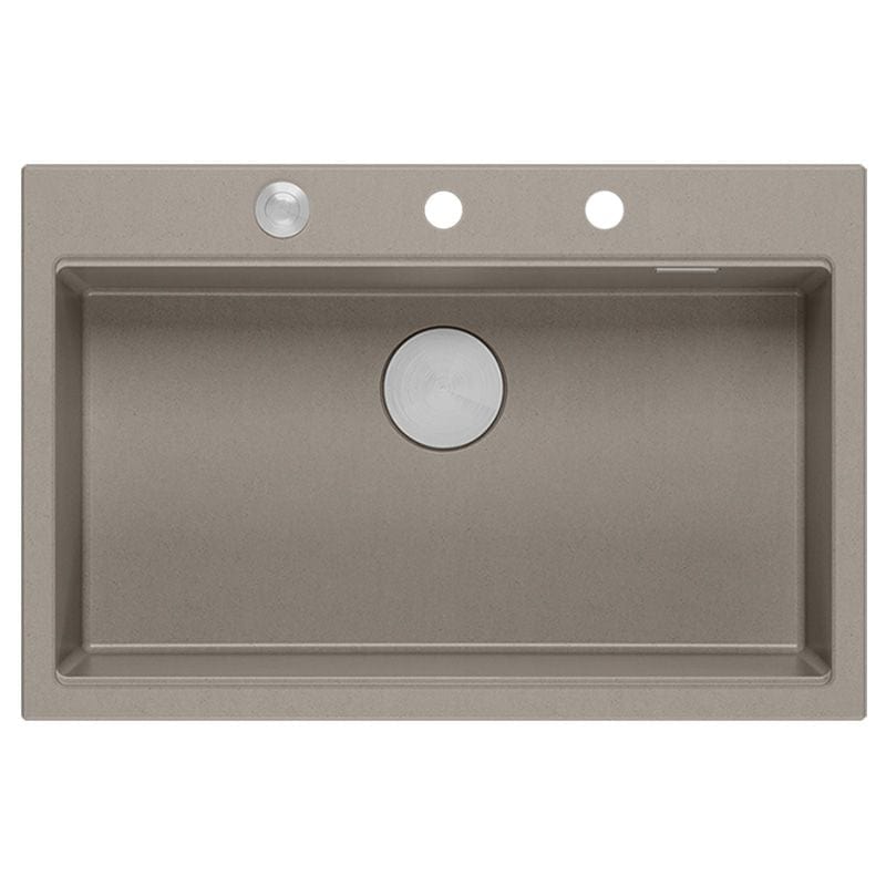 Chiuvetă din granit Marc 110 Quadron,workstation, bej, ventil si accesorii argintii