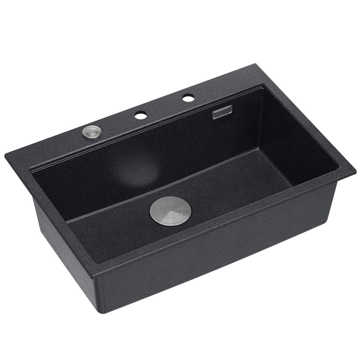 Chiuvetă din granit Marc 110 Quadron,workstation, negru metalic, ventil si accesorii argintii
