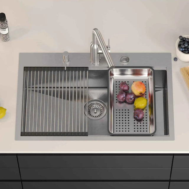 Chiuvetă din inox Burt 110 Quadron, workstation, argintiu