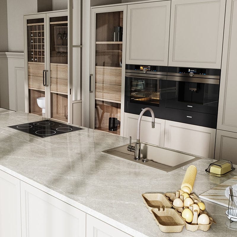 Chiuveta granit Ferro, Mezzo II, patrata, 1 cuva, 580x480x140 mm, finisaj grafit
