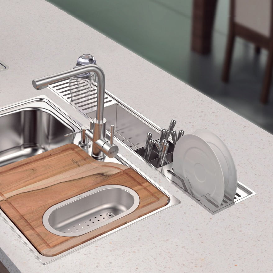 Chiuveta ingusta scurgere multifunctionala tip rigola / canal / jgheab drenare CookingAid Channel sink 108cm cu 4 accesorii incluse, 1080x194x140mm