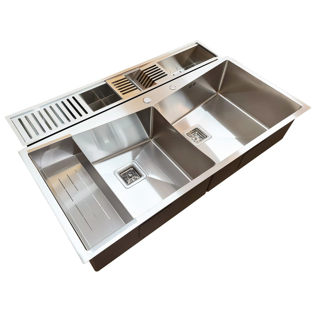 Chiuveta ingusta scurgere multifunctionala tip rigola / canal / jgheab drenare CookingAid Channel sink 108cm cu 4 accesorii incluse, 1080x194x140mm