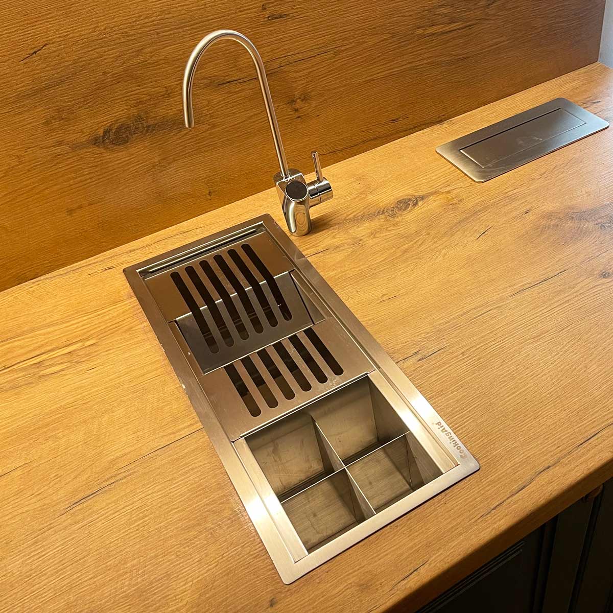 Chiuveta ingusta scurgere multifunctionala tip rigola / canal / jgheab drenare CookingAid Channel sink 48cm cu 2 accesorii incluse, 480*194*140mm