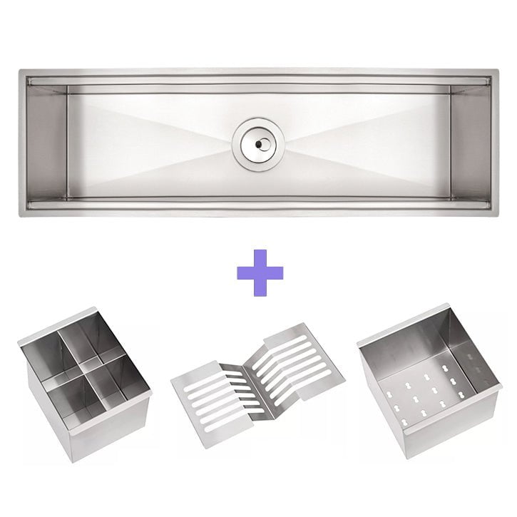 Chiuveta ingusta scurgere multifunctionala tip rigola / canal / jgheab drenare CookingAid Channel sink 63cm cu 3 accesorii incluse, 630*194*140mm