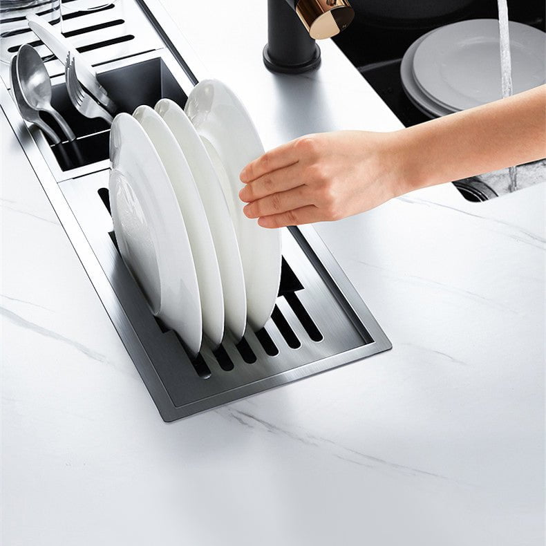 Chiuveta ingusta scurgere multifunctionala tip rigola / canal / jgheab drenare CookingAid Channel sink 93cm cu 4 accesorii incluse, 930x194x140mm