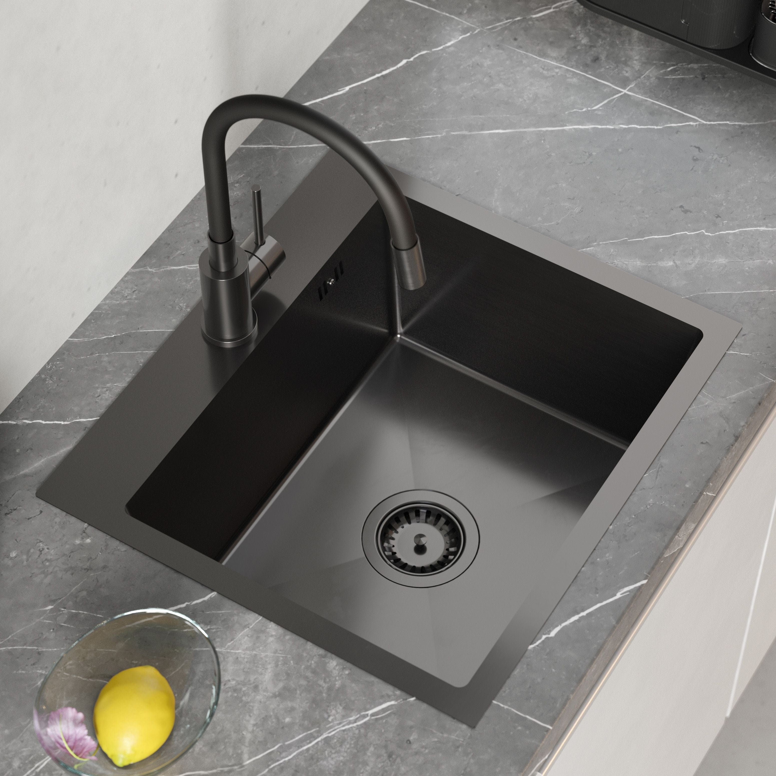 Chiuvetă Inox Quadron Luke 100, 500x450 mm, negru, fara baterie