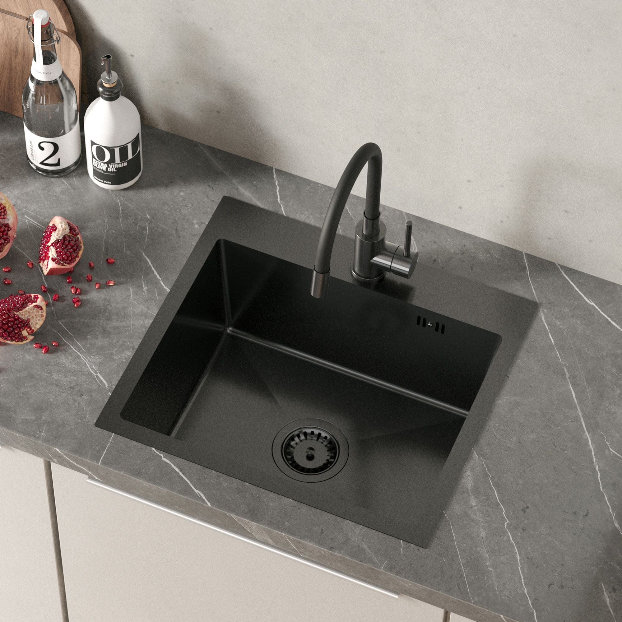 Chiuvetă Inox Quadron Luke 100, 500x450 mm, negru, fara baterie