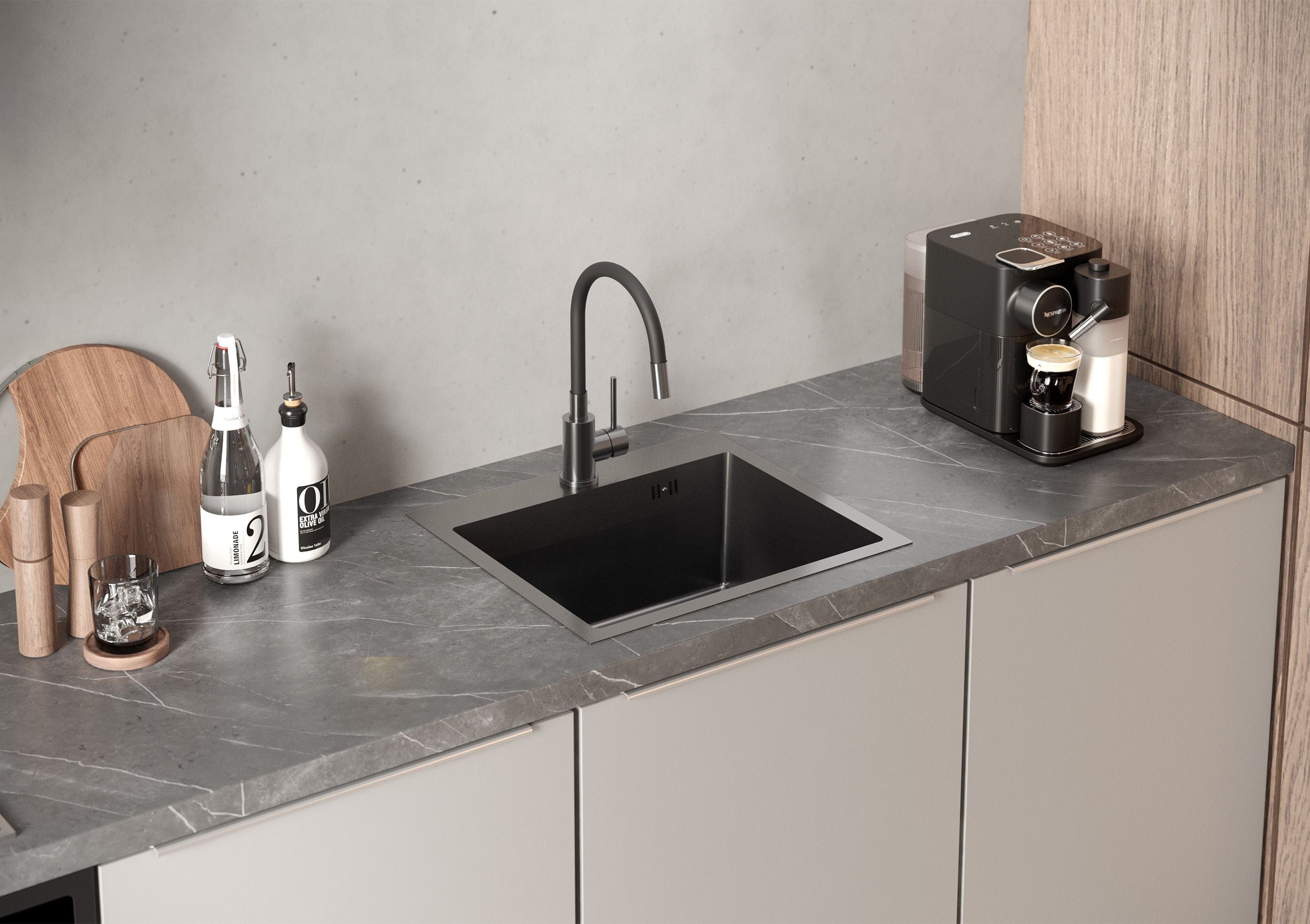Chiuvetă Inox Quadron Luke 100, 500x450 mm, negru, fara baterie
