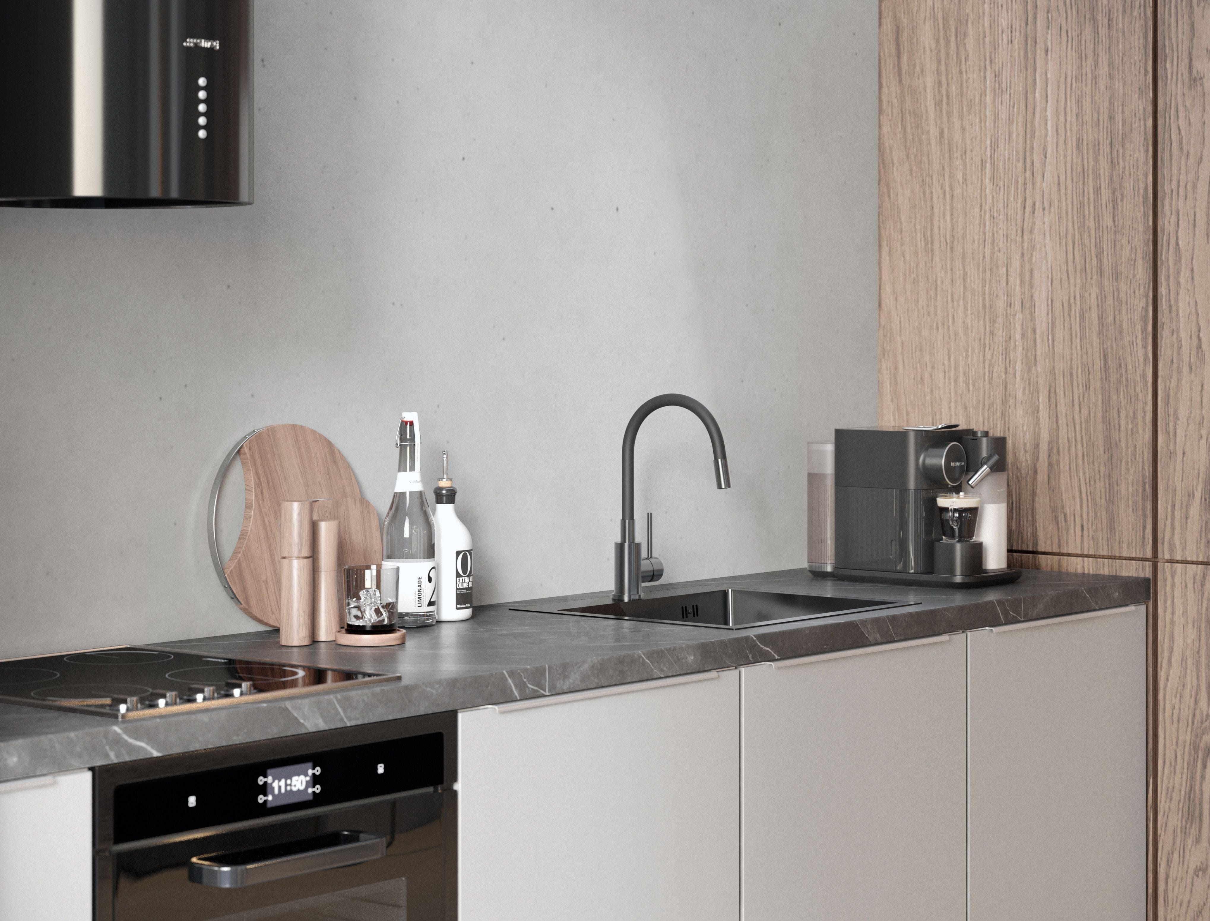 Chiuvetă Inox Quadron Luke 90, 400x450 mm, negru, fara baterie