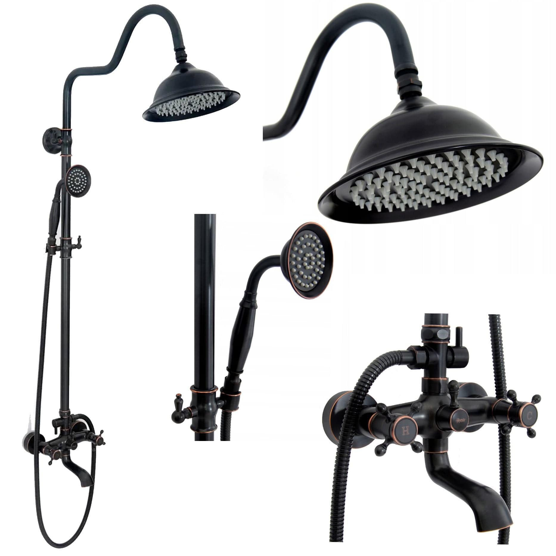 Coloana de dus Rea Retro Old, negru mat