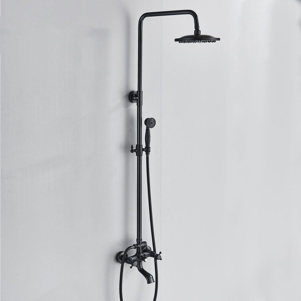 Coloana Dus  Venetia, cu para rotunda si efect de ploaie, negru mat cu margini bronz, para ajustabila pe inaltime, cod 1400