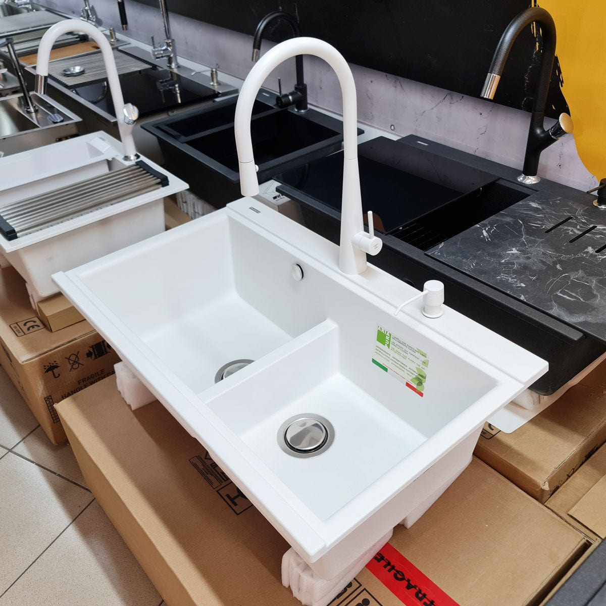 Dozator Sapun Alb cu recipient din ABS, cod:6021