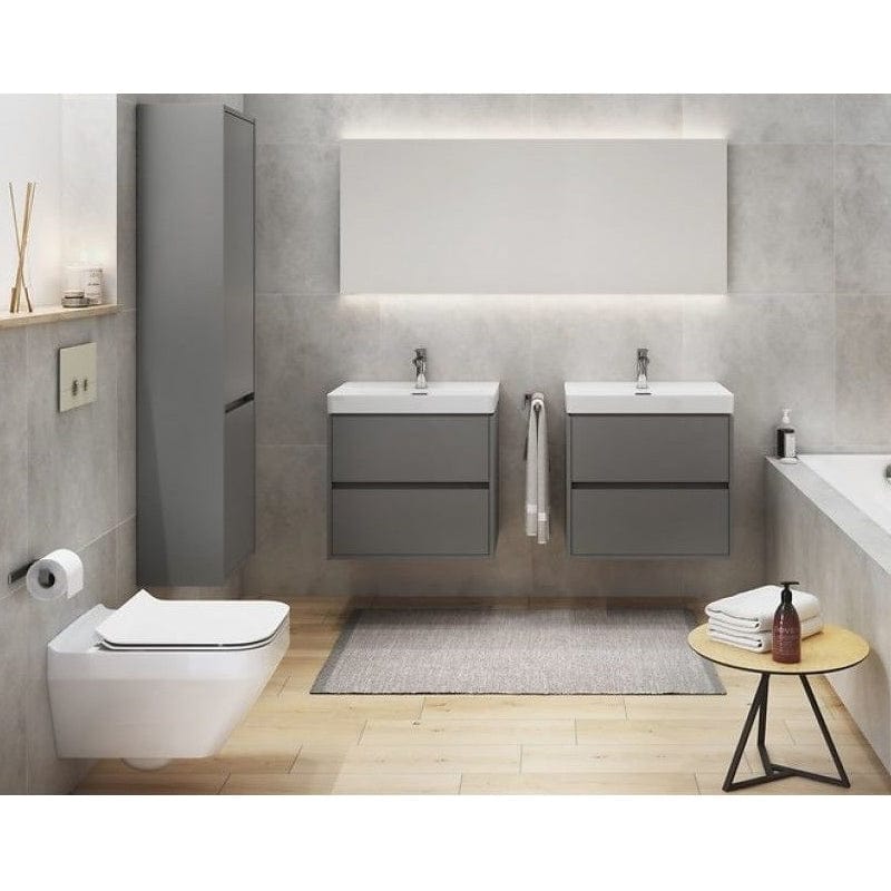 Dulap coloană Cersanit, Crea, cu două uși, 140 cm, gri