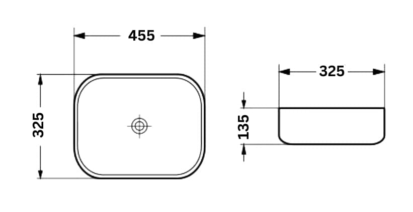 Lavoar baie Foglia, dreptunghiular alb, pe blat, venti inclus, 455x325 mm